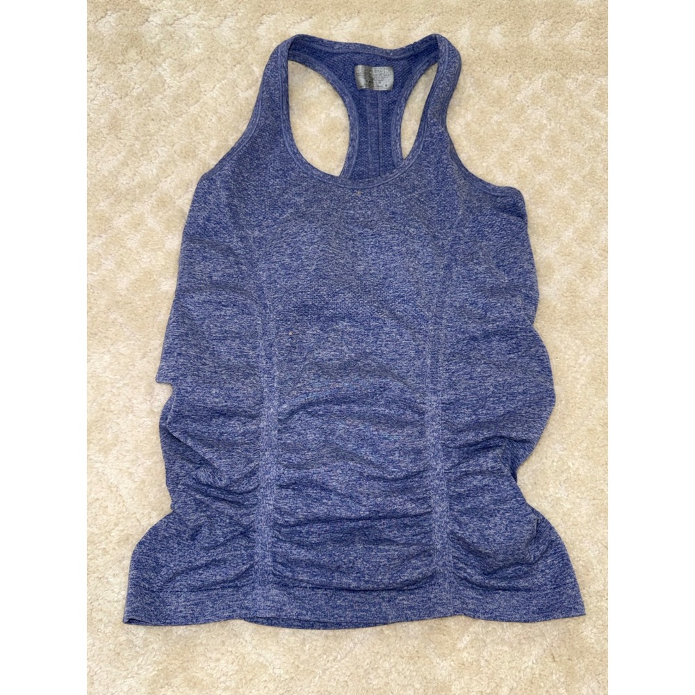 Athleta Chi Tank Top Blue Heathered Space Dye Ruched Racerback S 643236